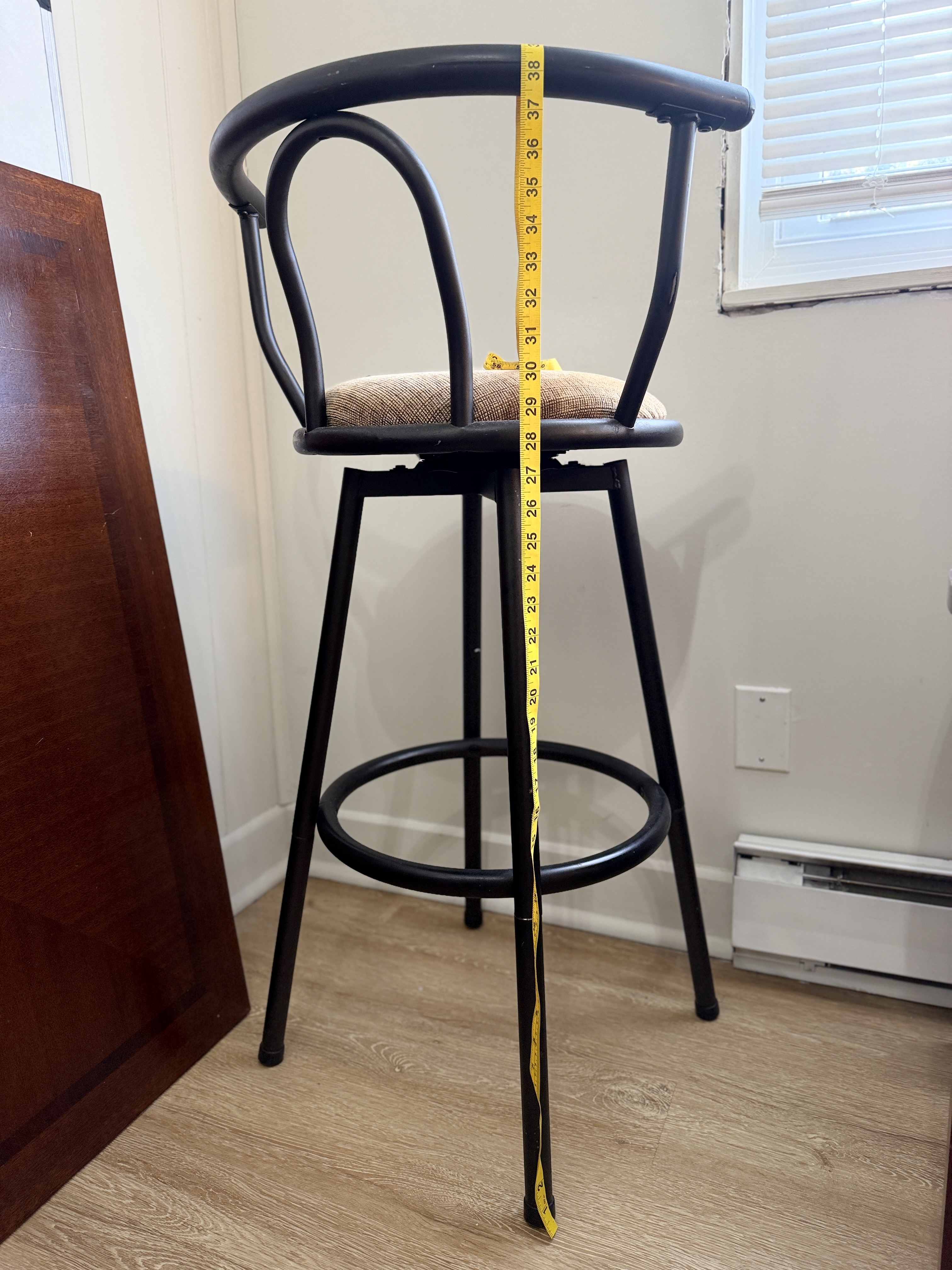 360 Swivel Bar Stool w/ Back & Cushioned Seat – Counter Height Bistro Chair