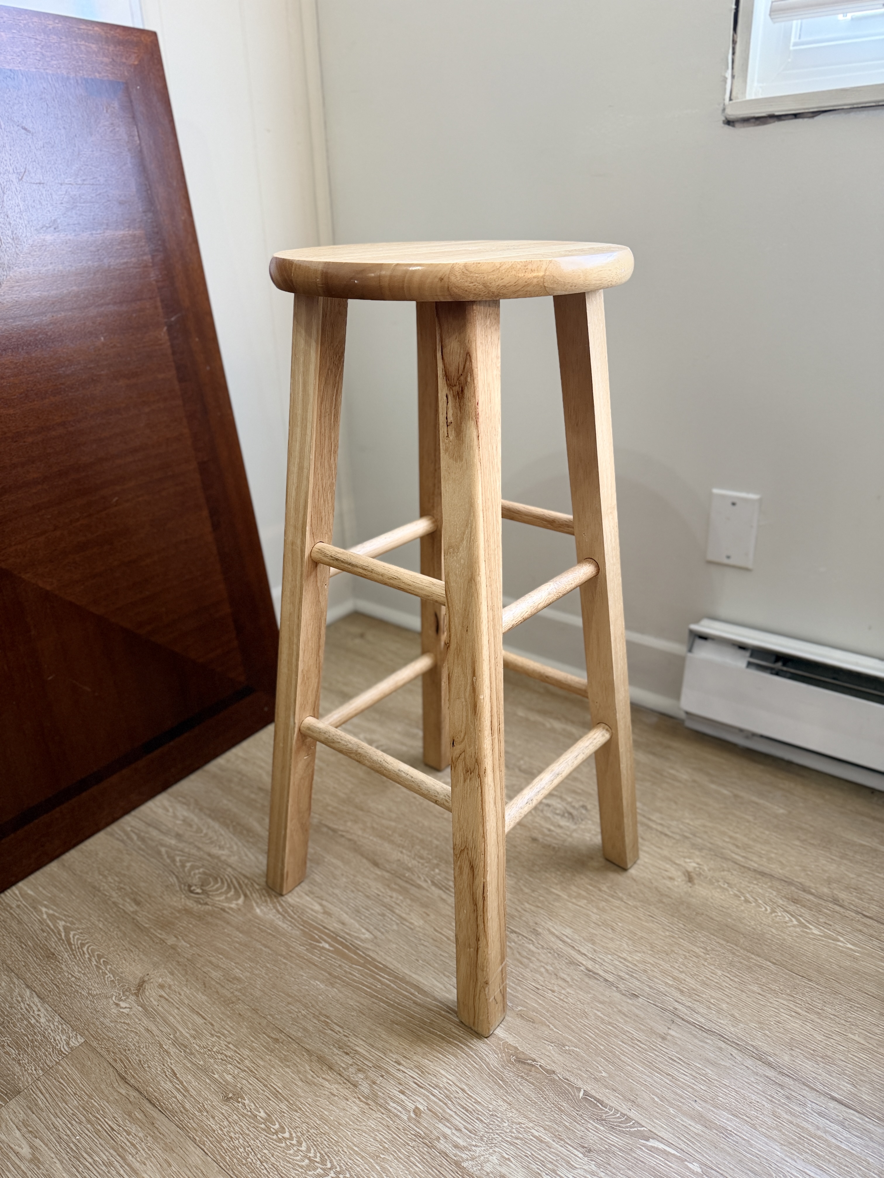 Natural Round Top Wood Bar Stool