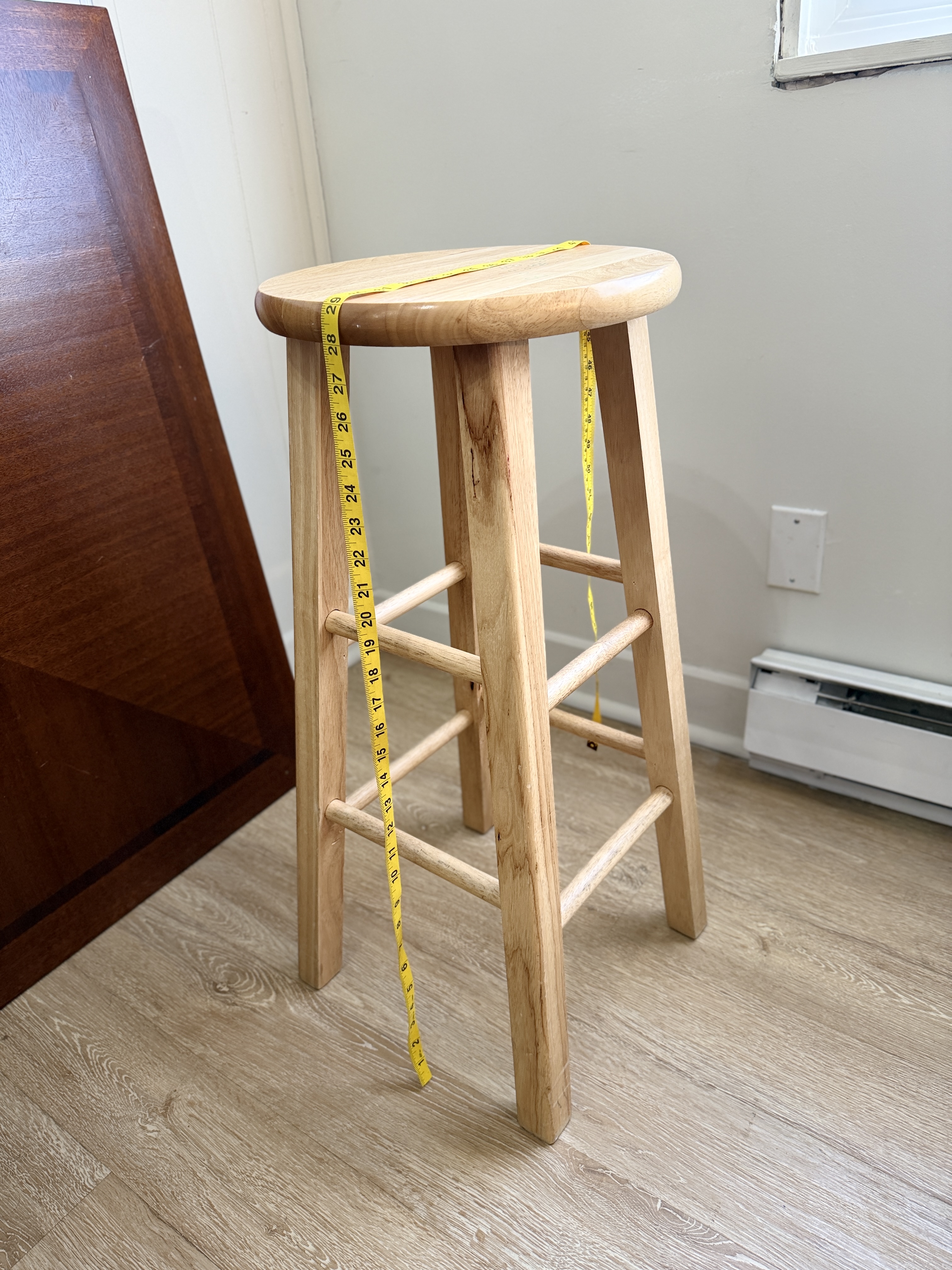 Natural Round Top Wood Bar Stool