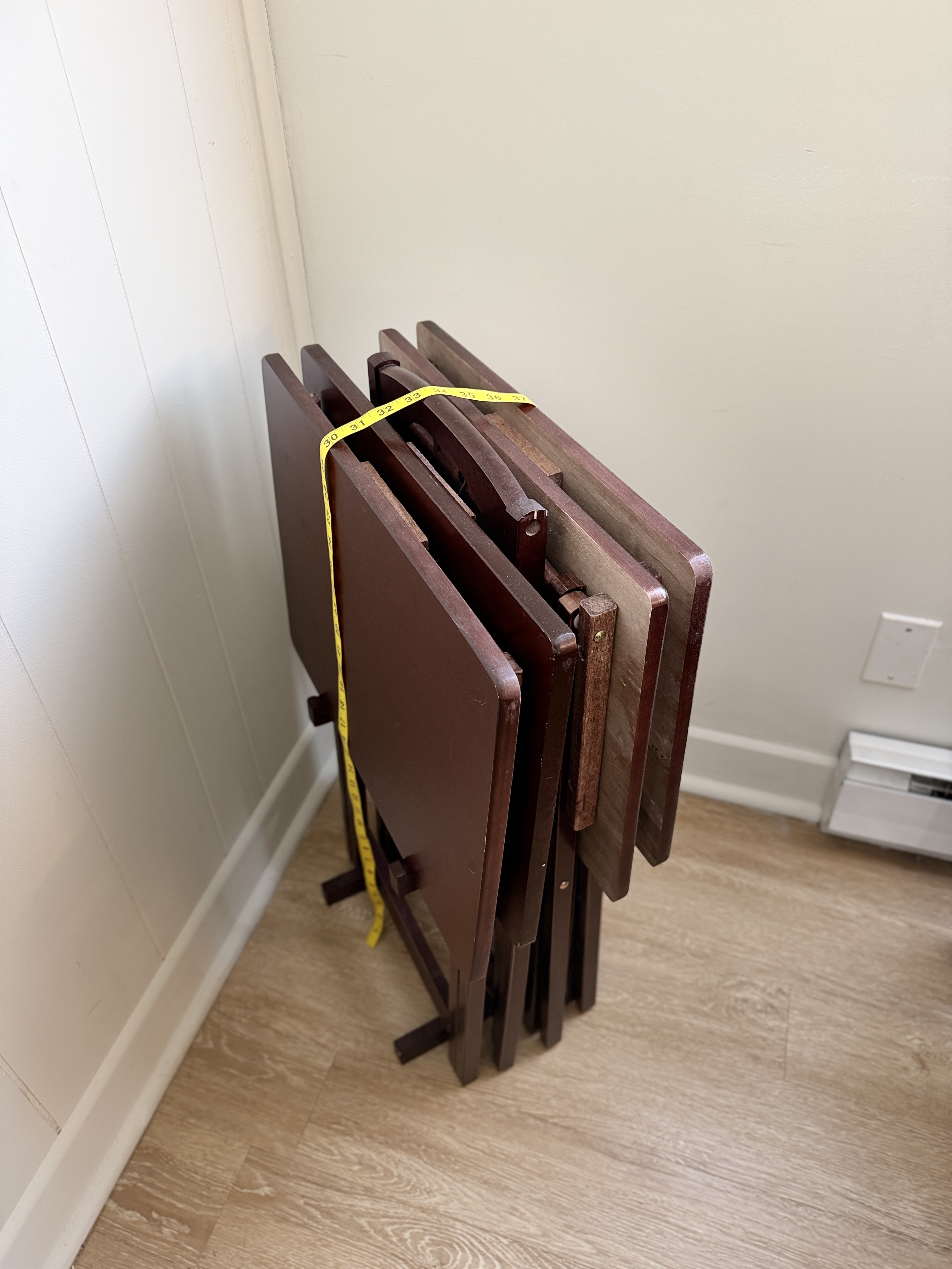 Set of 4 Folding Dinner Tables with storage stand