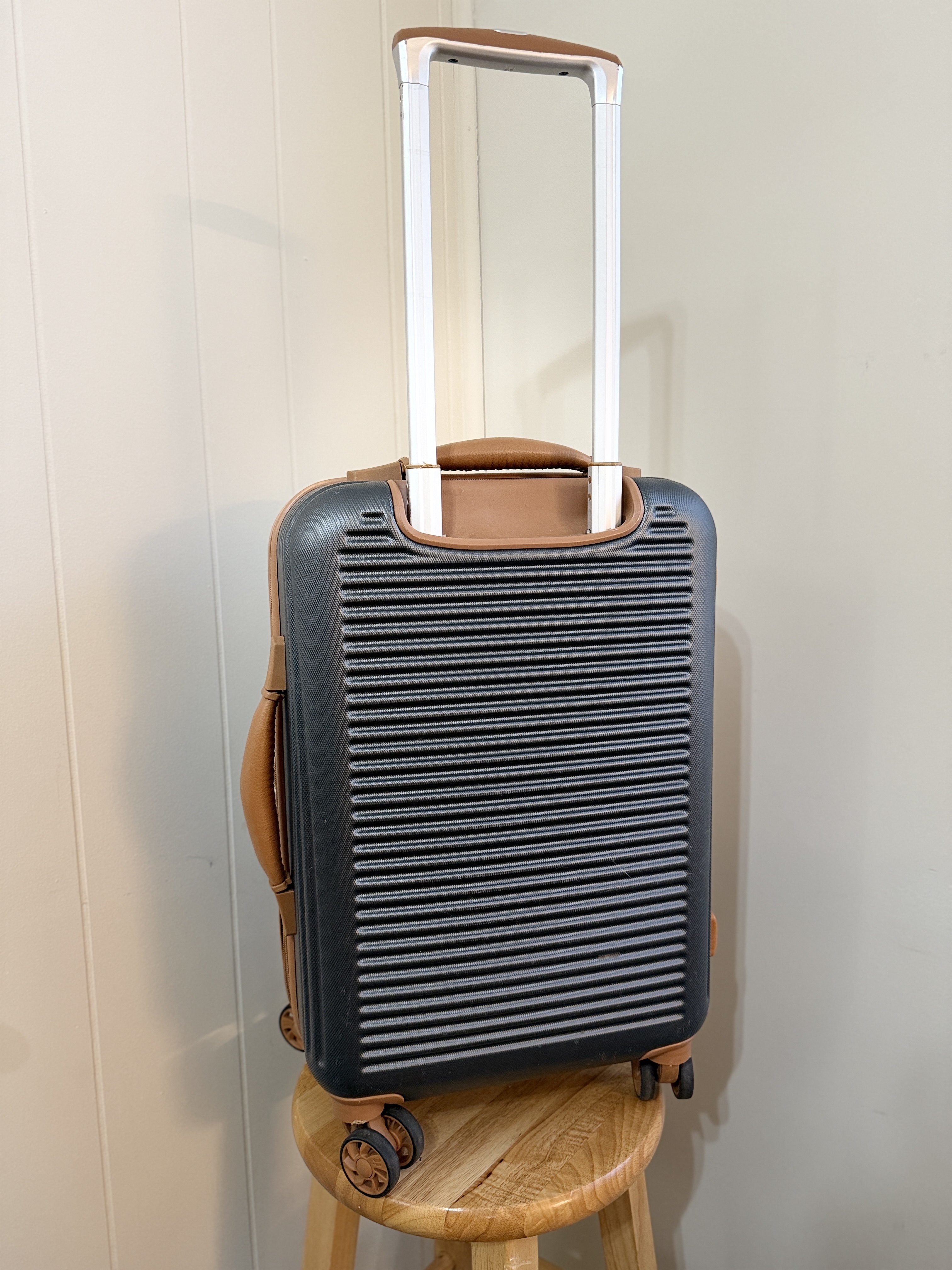 it Hard Shell Carry-On Suitcase – Spinner Wheels, Blue & Tan Travel Luggage