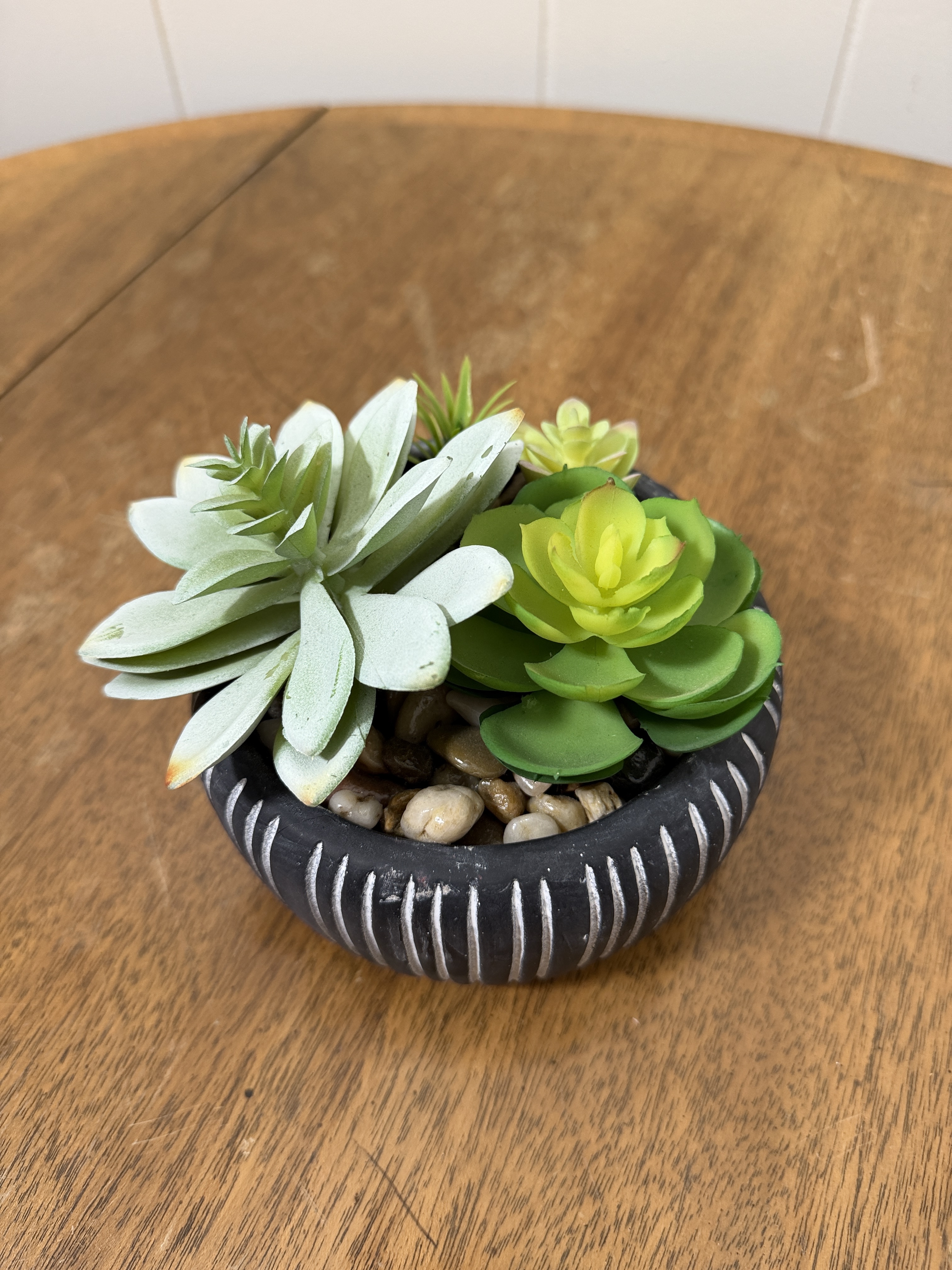 Faux Succulent Arrangement in Decorative Bowl – Modern Tabletop Decor