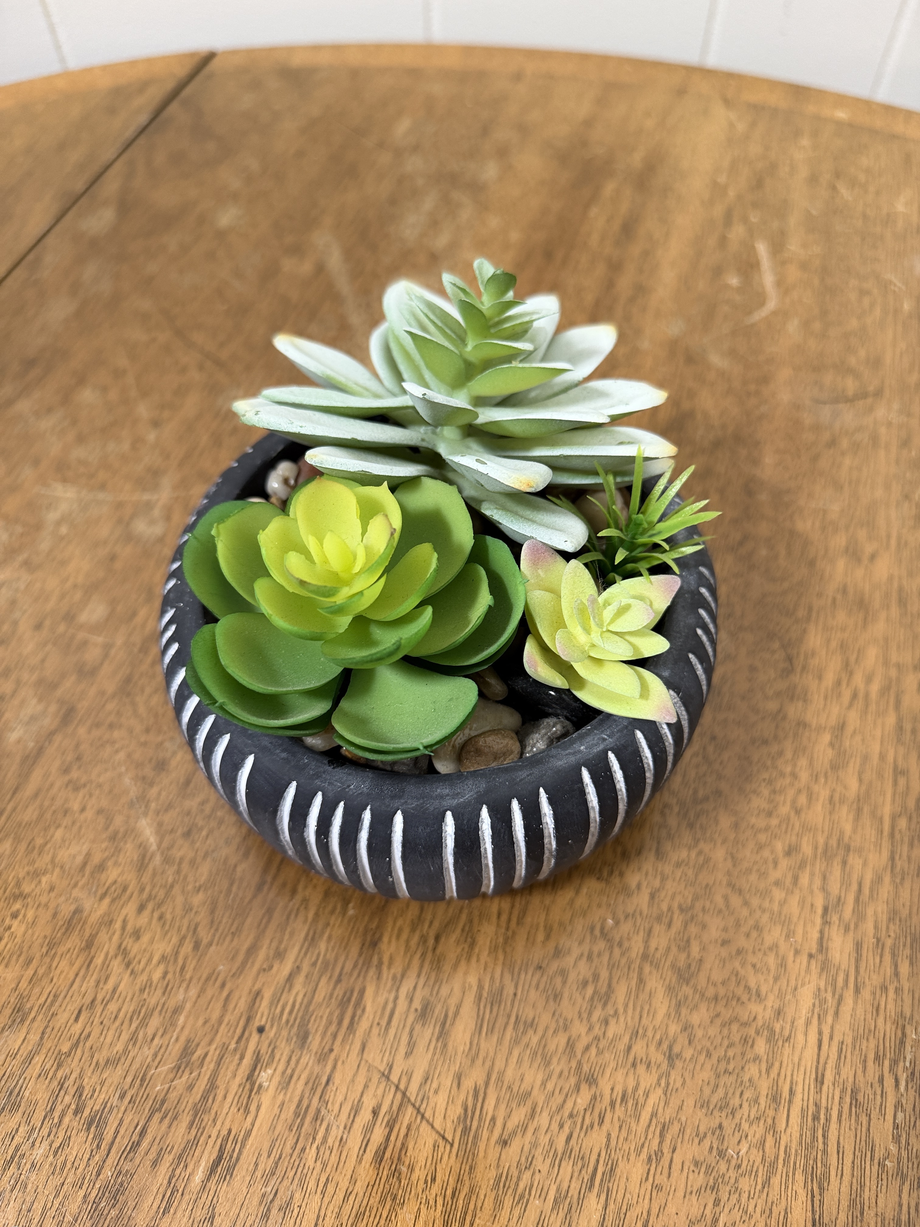 Faux Succulent Arrangement in Decorative Bowl – Modern Tabletop Decor