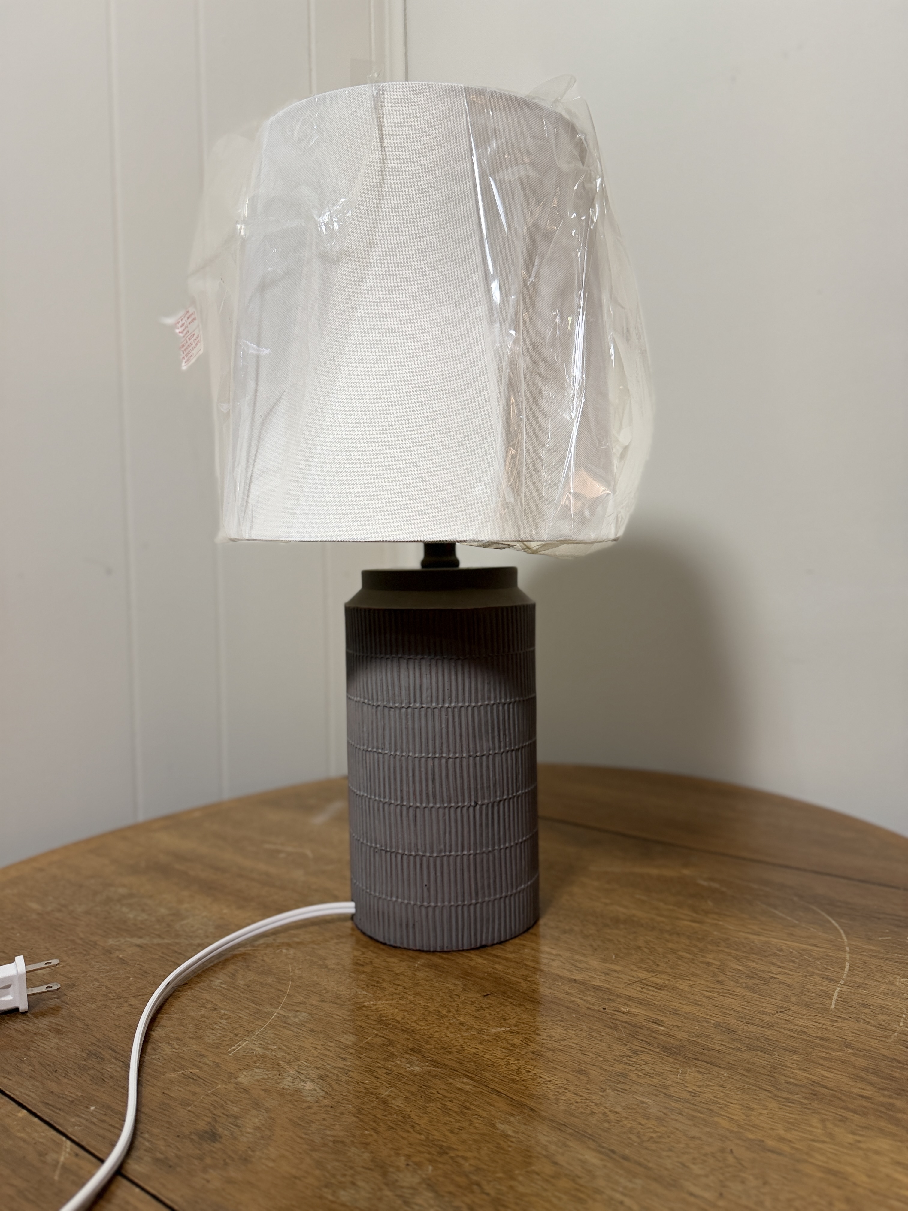 Modern Table Lamp w/ Fabric Shade – Neutral Decor Bedside Lamp