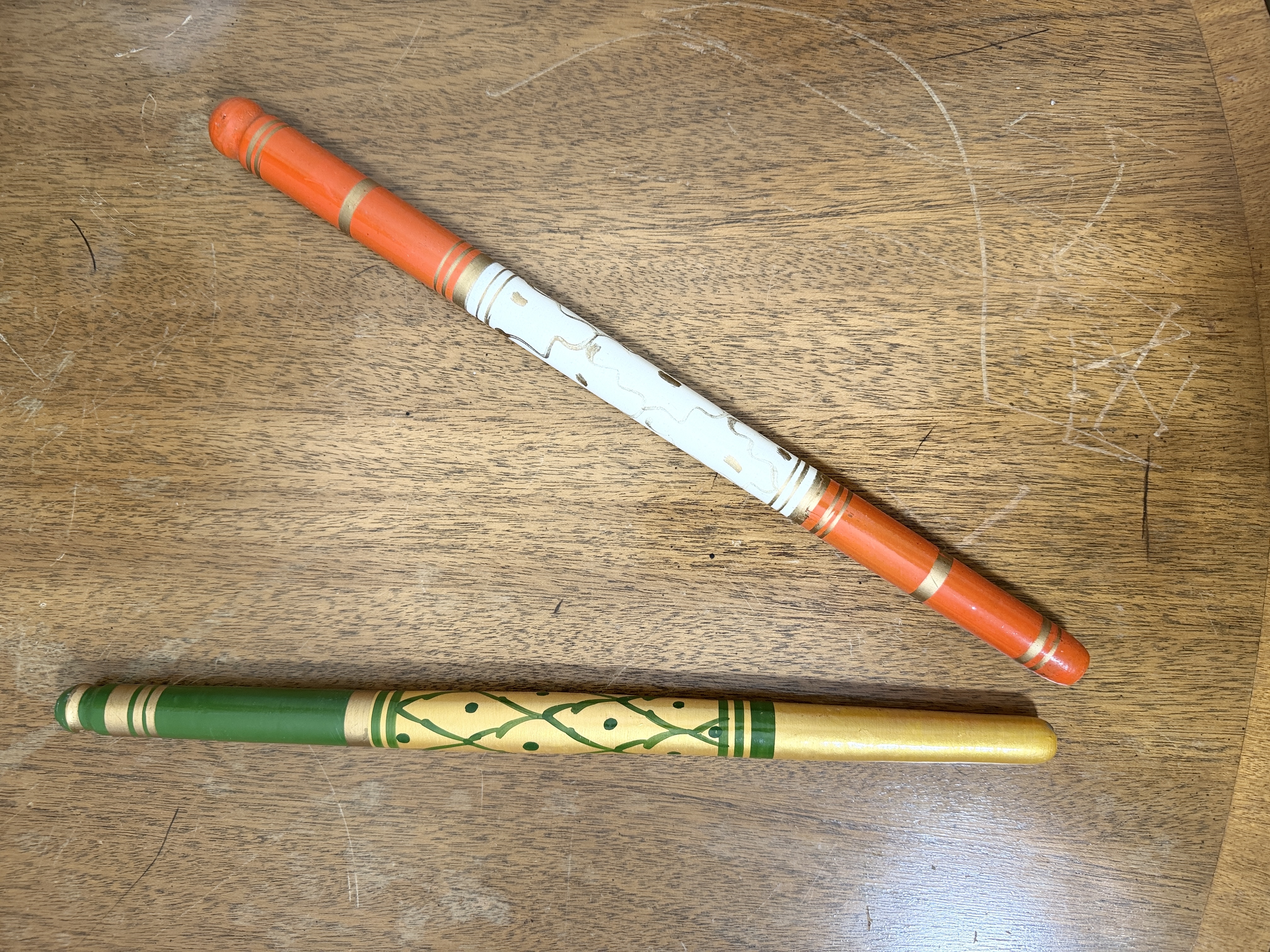 Wood Sankheda Dandiya Sticks / Claves – Painted Percussion Set (2 Pieces)