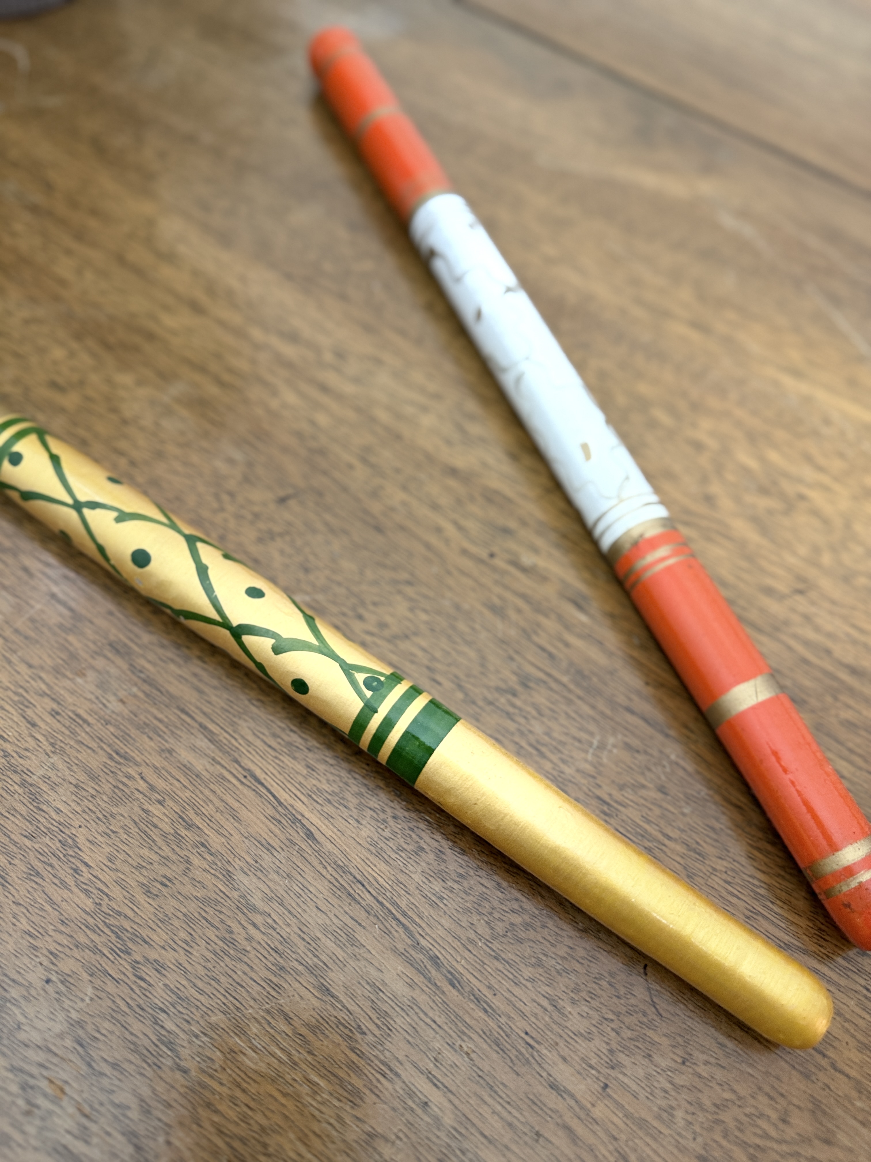 Wood Sankheda Dandiya Sticks / Claves – Painted Percussion Set (2 Pieces)