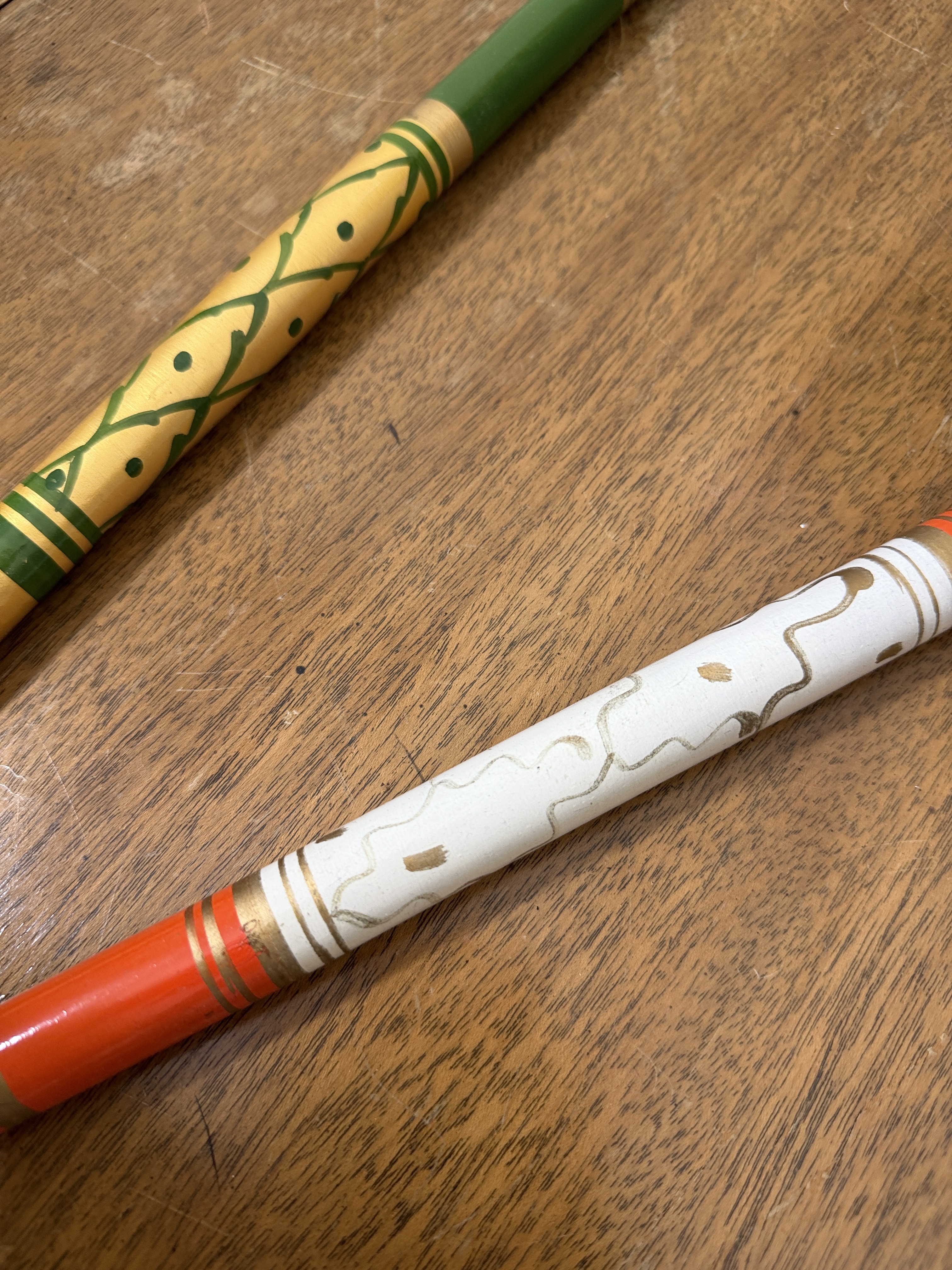 Wood Sankheda Dandiya Sticks / Claves – Painted Percussion Set (2 Pieces)