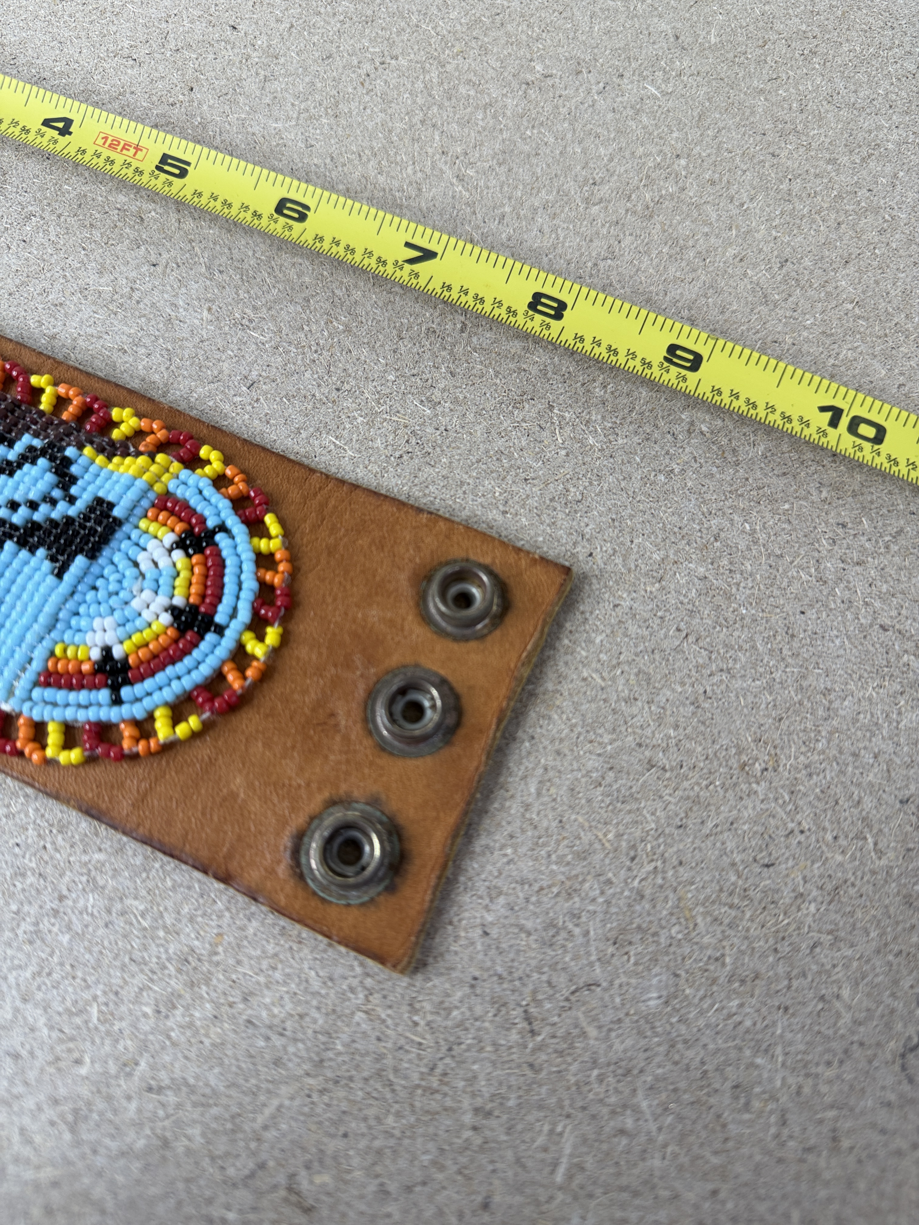 Native American Seed Beaded Leather Bracelet