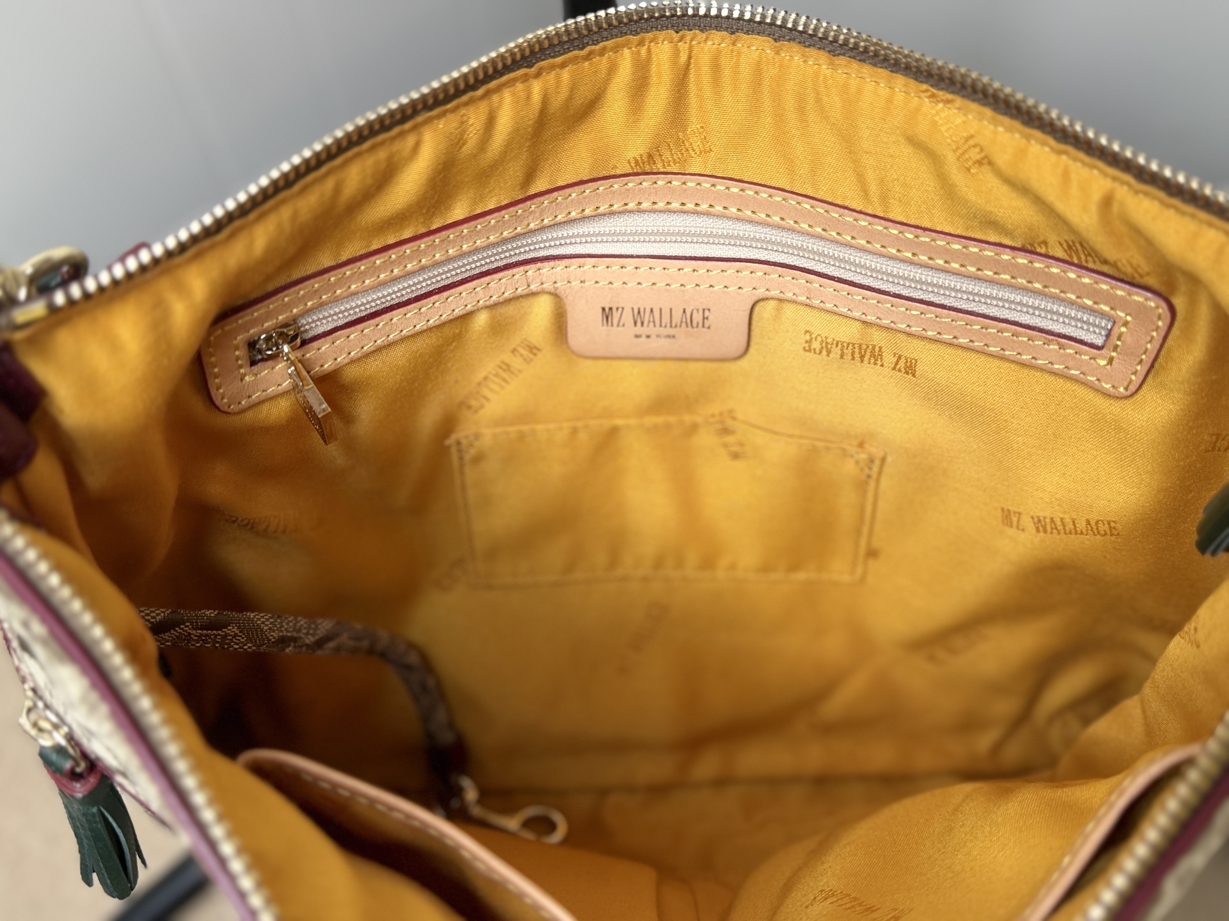 MZ Wallace Crosby Medium Crossbody Bag - Brown In Ivy Logo Jacquard