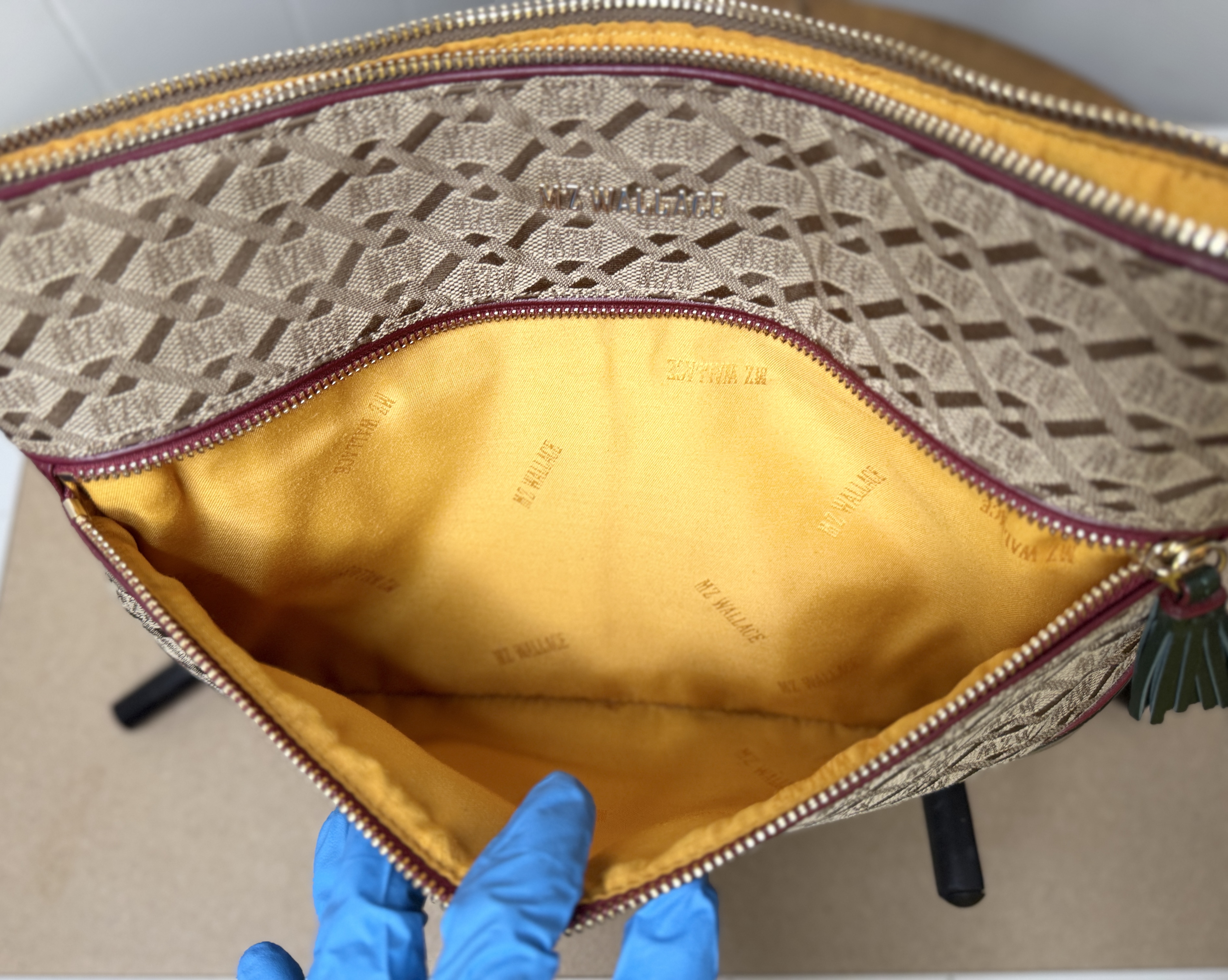 MZ Wallace Crosby Medium Crossbody Bag - Brown In Ivy Logo Jacquard