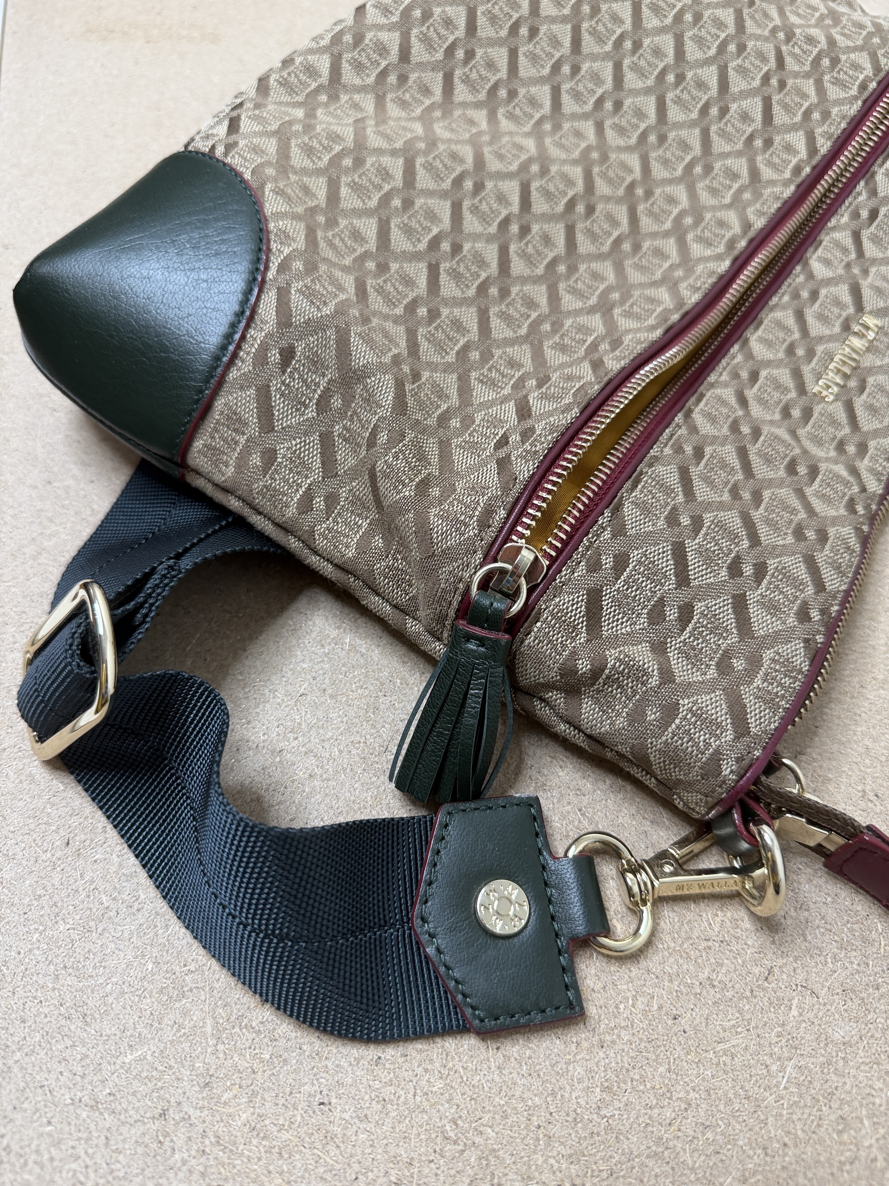 MZ Wallace Crosby Medium Crossbody Bag - Brown In Ivy Logo Jacquard