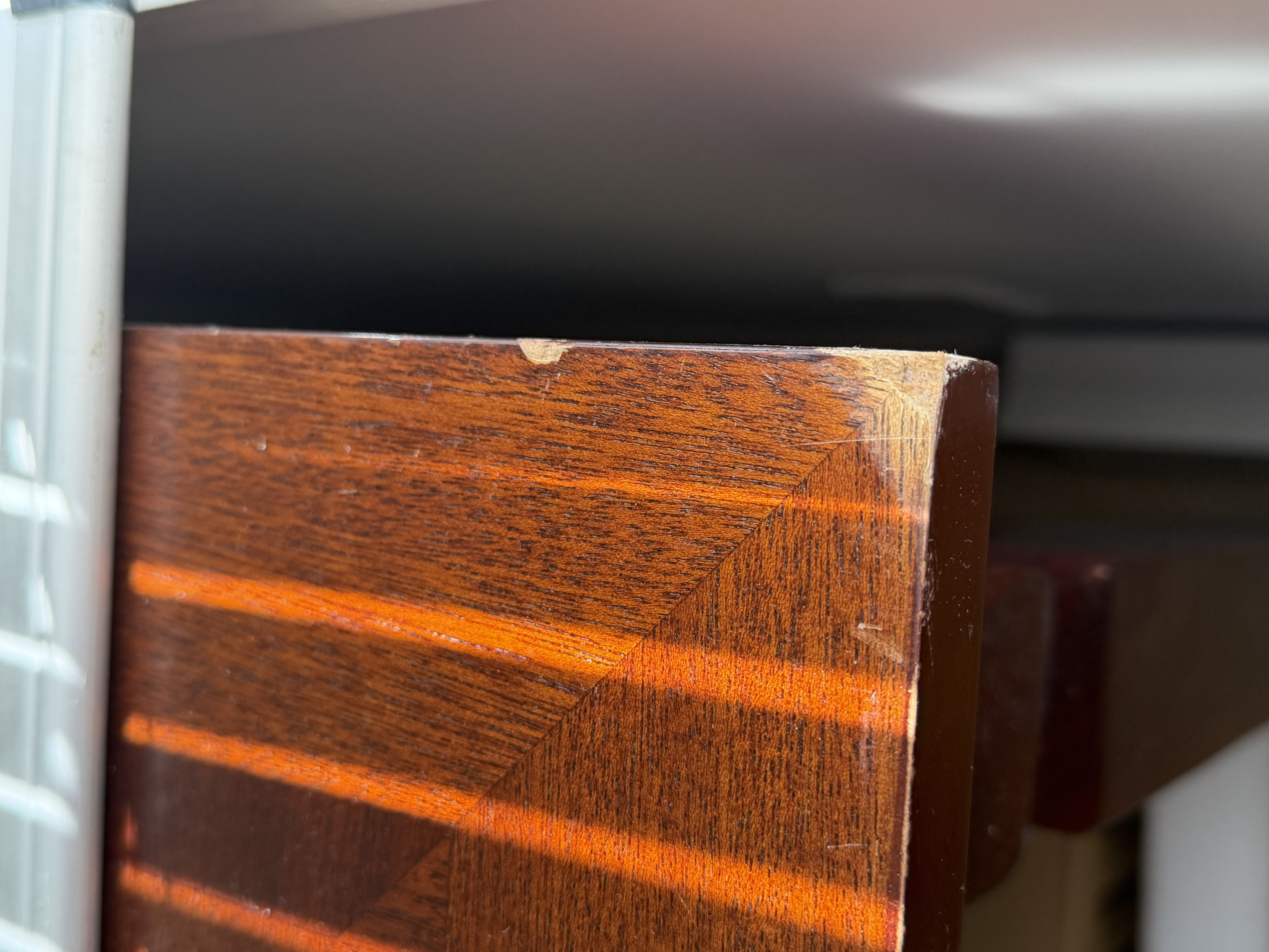 Dark composite wood square table with 2 tall chairs