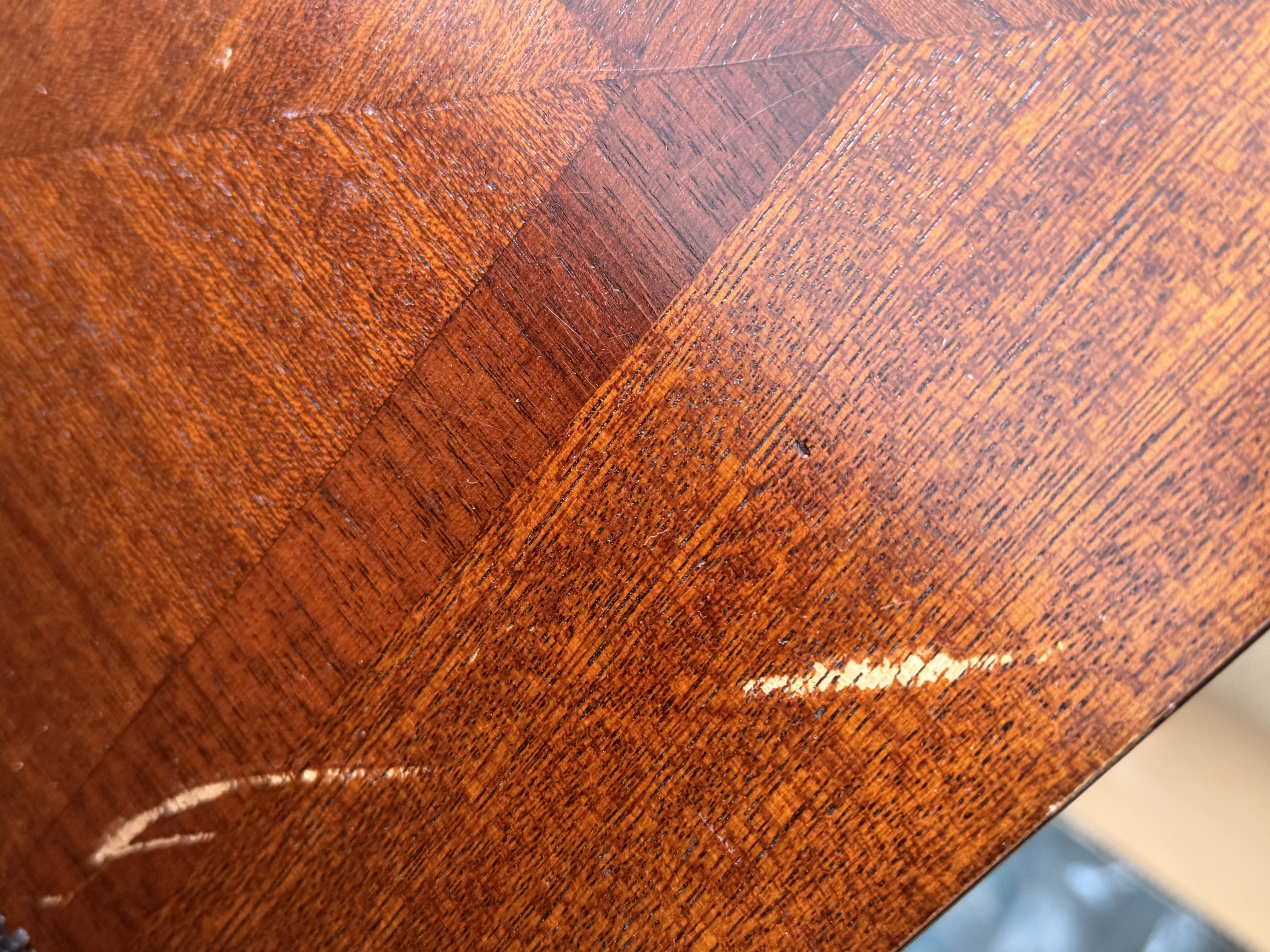 Dark composite wood square table with 2 tall chairs